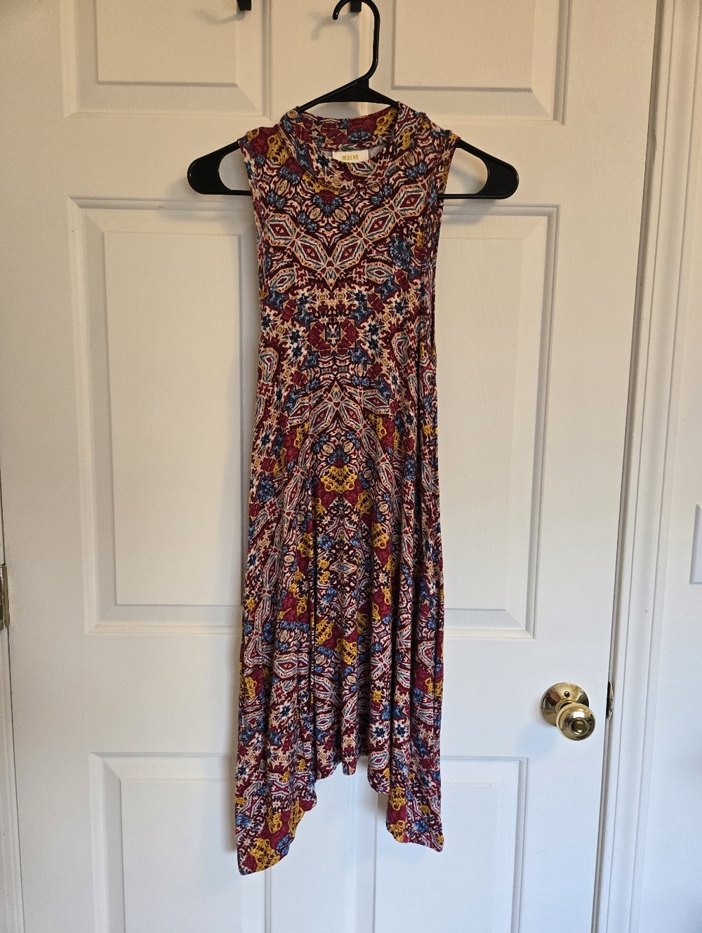 Anthropologie Maeve Lilt Bohemian Print Mock Neck Swing Dress Size XSP